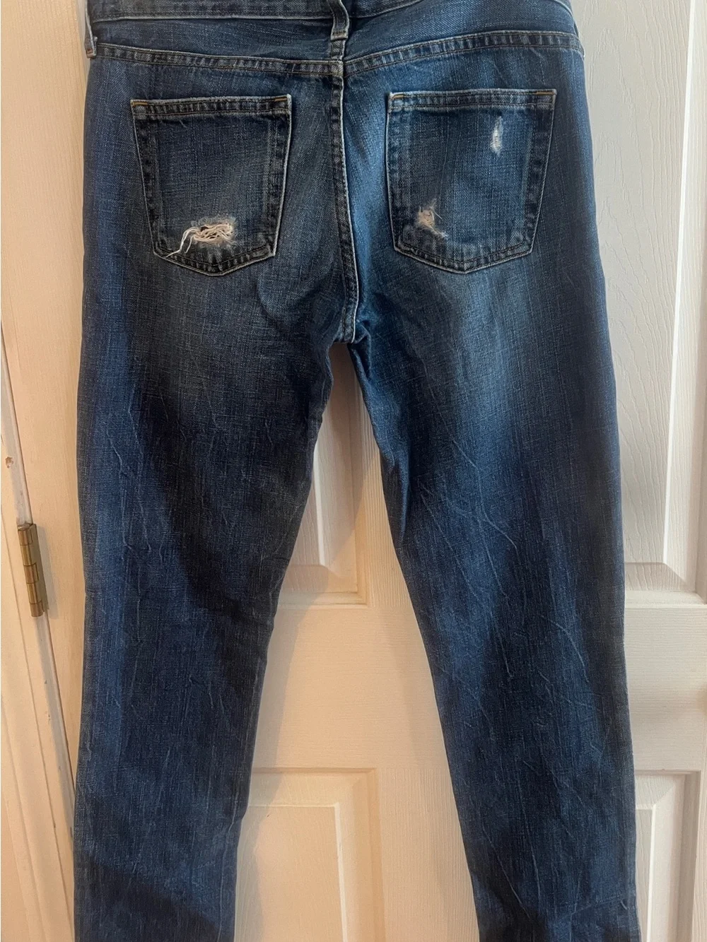 J. Crew Dark Blue Distressed Skinny Jeans